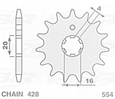 Приводная звезда YAMAHA DT80LC '84-'94 SIFAM 55412S