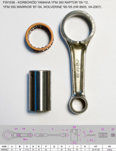 Шатун YAMAHA YFM 350 (YFM350) RAPTOR '05-'12, YFM 350 (YFM350) WARRIOR '87-'04, WOLVERINE '95-'05 FLYWAY FW1036