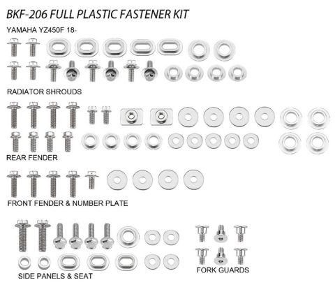 Комплект болтов пластика YAMAHA YZF 450 '18-20 ACCEL BKF-206