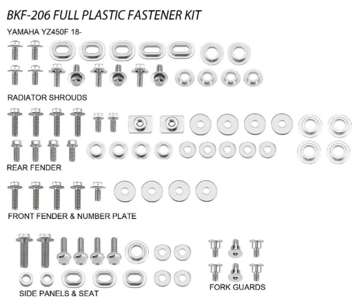 Комплект болтов пластика YAMAHA YZF 450 '18-20 ACCEL BKF-206