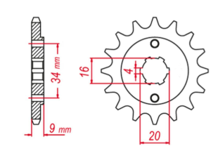 Приводная звезда YAMAHA YFS200 BLASTER '88-'06, TT-R230 '05-'20, DT200 L '85 GROSSKOPF 206213G (JTF1554.13)