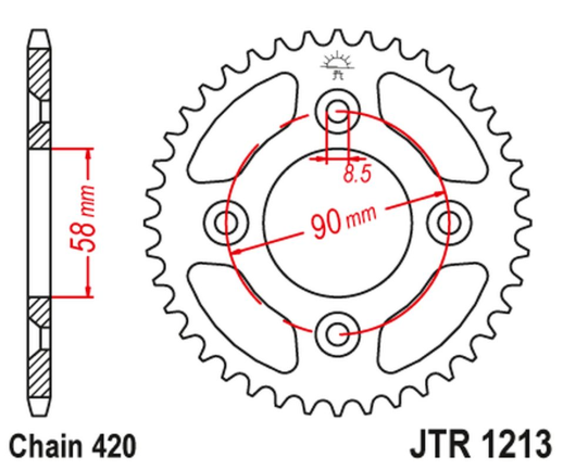 Приводная звезда HONDA CRF 50 '04-20'; XR 50 '00-04' JT JTR1213.37