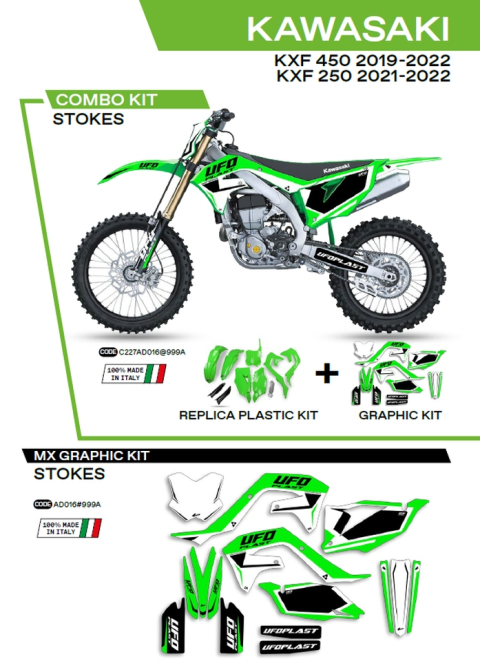 Комплект пластика KAWASAKI KXF 250 '21-'22; KXF 450 '19-'22  UFO C227AD016999A