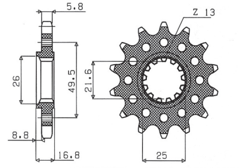 Приводная звезда KAWASAKI ZX6R '03-'06 SUNSTAR SUN39714 (JTF1307.14)