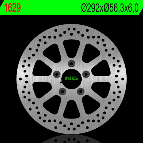 Тормозной диск NG задний HARLEY DAVIDSON DYNA 1690/1450/1573 02-17, SOFTAIL 16-18 (292X56,3X6,0MM) (5X10,MM) NG1629