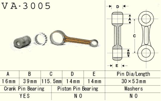 Шатун SUZUKI LTF 250 (LTF250) OZARK '02-'14, QUADRUNER '87-'02 VESRAH VA-3005