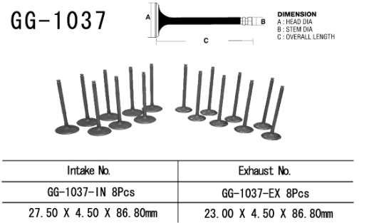 Клапан впускний HONDA CBR 900RR 98-99 VESRAH GG-1037-IN