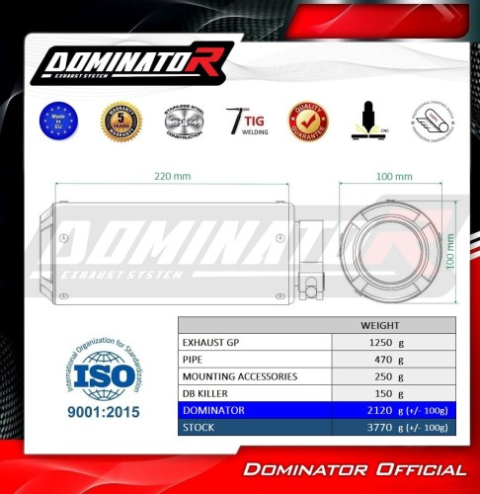 Прямоток YAMAHA YZF R6 1999-2002 DOMINATOR GP черный