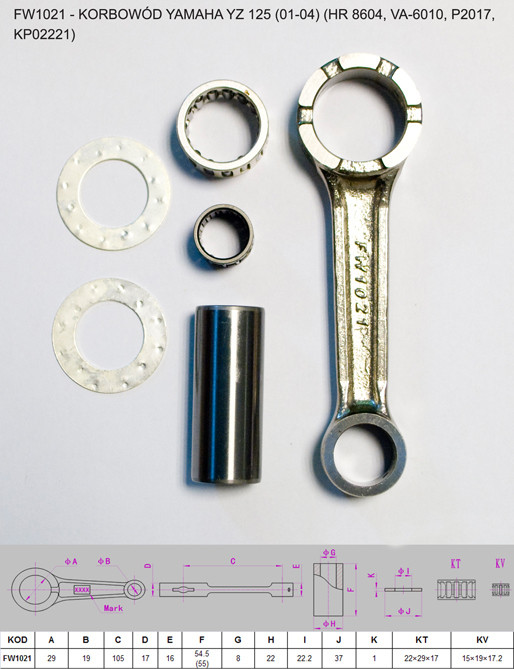 Шатун YAMAHA YZ 125 (YZ125) &#39;01-&#39;04 FLYWAY FW1021