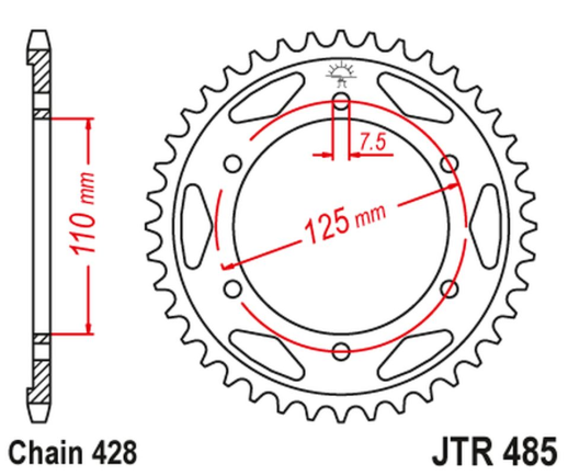 Приводная звезда GILERA 125 KK/KZ '06-89', 125 COUGAR '01' JTR485.46