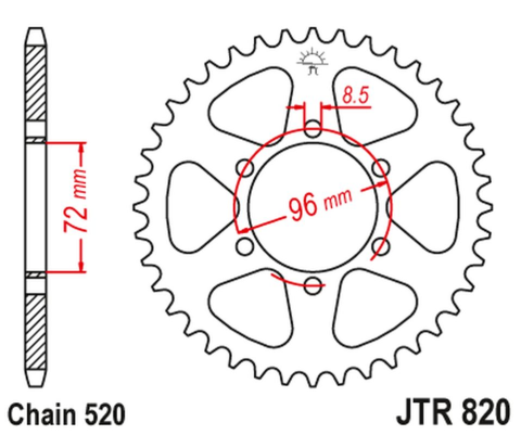 Приводная звезда SUZUKI DR 250 '82-87, SP 250 '82-85, DR 370 '78-79, SP 370 '77-82 JT JTR820.42