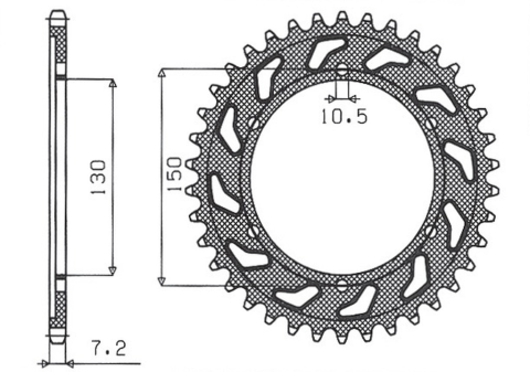 Приводная звезда YAMAHA TDM 900 '02-'13, HONDA XL 600V TRANSALP '91-'99 SUNSTAR SUN1-4598-44 (JTR300.44)