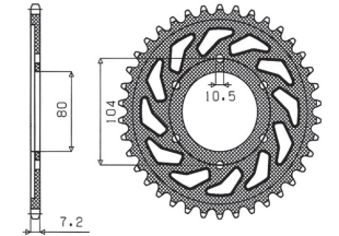 Приводная звезда KAWASAKI ZX750R, NINJA, KLZ VERSYS (12-) SUNSTAR SUN1-4347-43 (JTR1489.43)