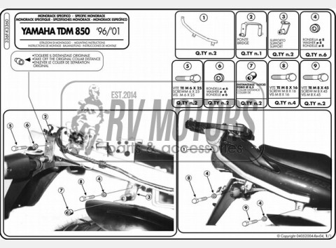 Крепления кофра KAPPA (без площадки) Yamaha TDM 850 (96-01) K3360