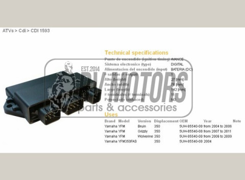 Коммутатор YAMAHA YFM350 GRIZZLY 07-11, BRUIN 04-06, WOLVERINE 06-09 DZE ELEKTRYKA 1593-01