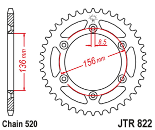 Приводная звезда GAS GAS 400/450 SM '03-04, 450/515 SM '09, HUSQVARNA SMR 450/SM 510 '05-10, TE 630 '10-12 JT JTR822.42