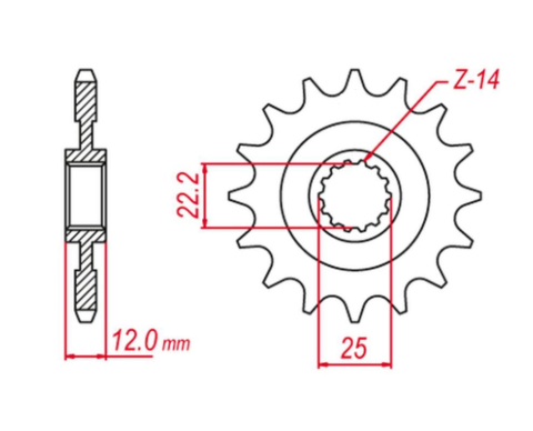 Приводная звезда GAS GAS EC 125/200/250/300/400/450/515 '00-20, RIEJU MR 300 '21-, (+2) GROSSKOPF 210215G (JTF715.15)