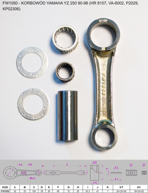 Шатун YAMAHA YZ 250 (YZ250) &#39;90-&#39;98 FLYWAY FW1050