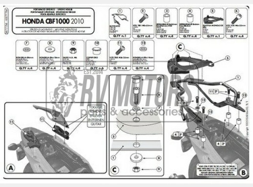 Кріплення кофра KAPPA (з майданчиком) Monolock Honda CBF 1000/ST (10-14) KR777M