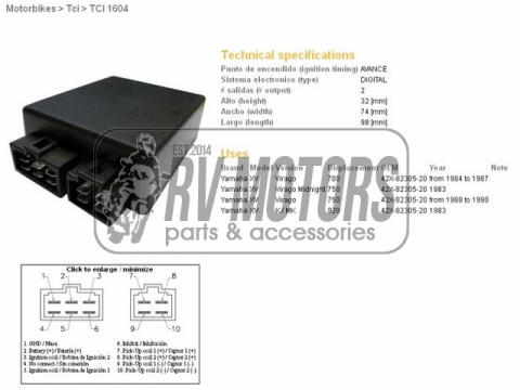 Коммутатор YAMAHA XV750 VIRAGO 84-90, XV920 83 DZE ELEKTRYKA 1604-01