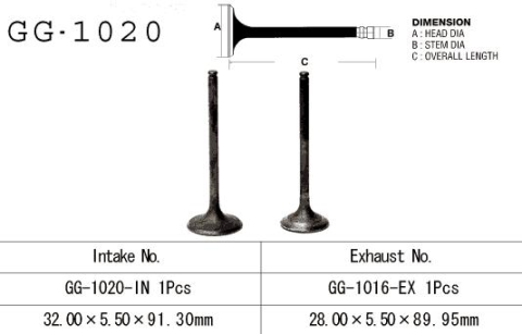 Клапан впускной HONDA TRX 300 '88-'00 VESRAH GG-1020-IN