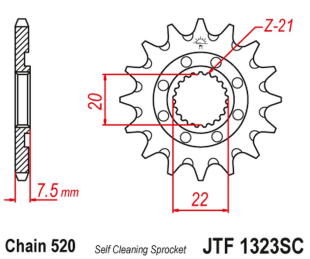 Приводная звезда HONDA CR 125R '04-'07, CRF 250R/X '04-'17 JT JTF1323.14SC