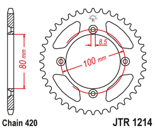 Приводная звезда HONDA CRF 70 '04-12'; CRF 110 '13-21', XR 70/80 '97-03', CR 50/80 '82-84' JT JTR1214.51