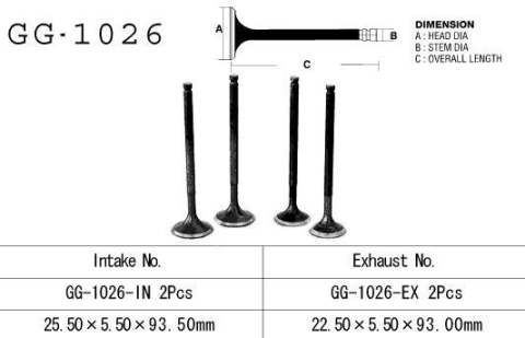 Клапан выпускной HONDA TRX 300 EX '93-'08 VESRAH GG-1026-EX