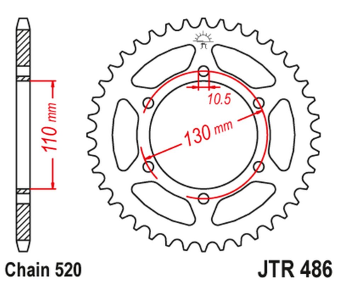 Приводная звезда KAWASAKI EX250 NINJA '08-'12 JT JTR486.45ZBK