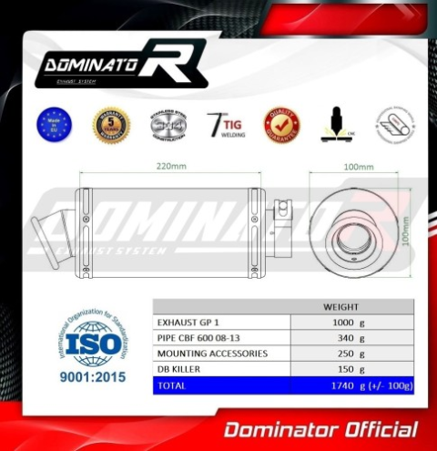 Прямоток Honda CBF 600 2008 - 2013 DOMINATOR GP1