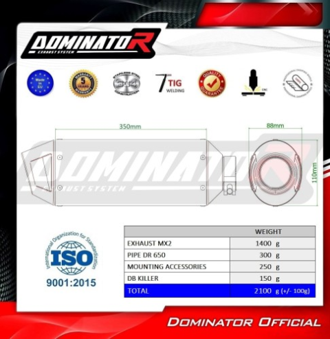 Прямоток Suzuki DR 650 R / RU / S 1990 - 1995 DOMINATOR MX2 
