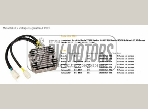 Регулятор напряжения HONDA VT 600C / NTV 650 DZE ELEKTRYKA 2061-01