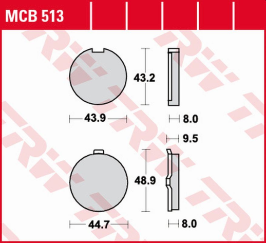 Тормозные колодки SUZUKI GP 125 '77-'84, HYOSUNG GA/GF/GS 125 '97-'03 TRW LUCAS MCB513