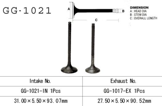Клапан впускний HONDA TRX 350 &#39;86-&#39;89 VESRAH GG-1021-IN
