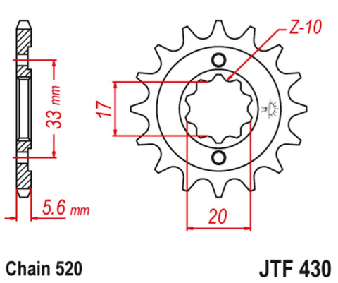 Приводная звезда KAWASAKI KXF 250 '04-'05, SUZUKI RMZ 250 '04-'05 JT JTF430.12