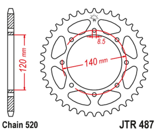 Приводная звезда KAWASAKI KLE 500 '97-'05 (-1), KLE 500'06-'07 (+1) JT JTR487.45