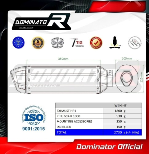 Прямоток Suzuki GSX-R 1000 2001-2004 DOMINATOR HP1 черный