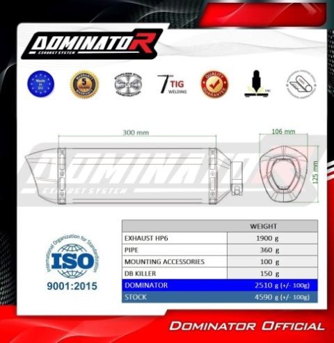 Прямоток Yamaha Tenere 700 2019 - 2020 DOMINATOR HP6 черный