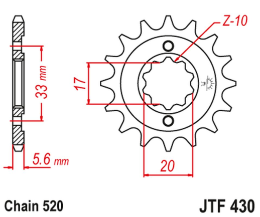 Приводная звезда KAWASAKI KXF 250 '04-'05, SUZUKI RMZ 250 '04-'05 JT JTF430.14