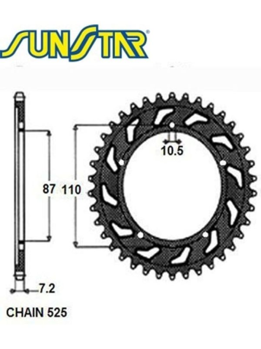 Приводная звезда SUZUKI GSF 400 BANDIT '89-96, GSF 650 BANDIT '07-15 SUNSTAR SUN1-4386-49