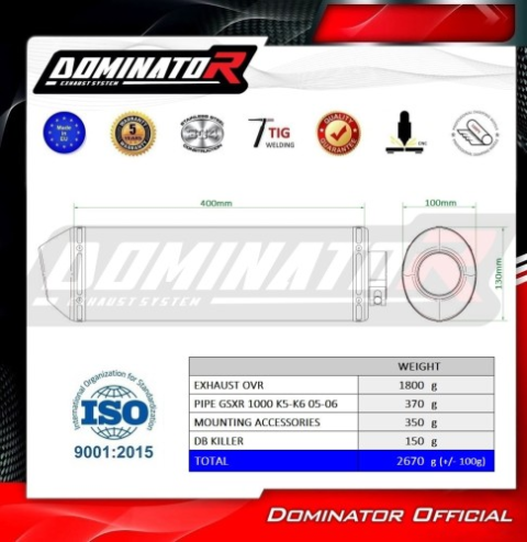 Прямоток Suzuki GSX-R 1000 2005 - 2006 DOMINATOR OVR