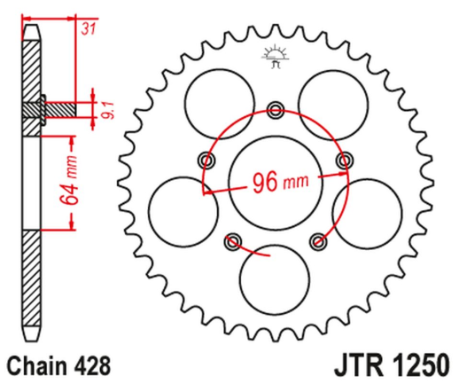 Приводная звезда HONDA NX 125 '89-90' JT JTR1250.56