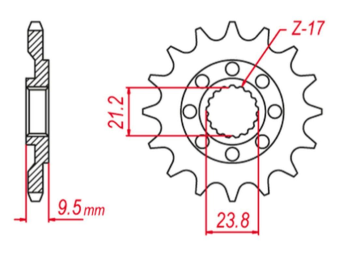 Приводная звезда HONDA CR 250 '88-'08, CRF 450 '02-'22,CRF 250R '22-'23, CR 500, TRX 450/700 '04-'09 GROSSKOPF 34214G (JTF284.14)
