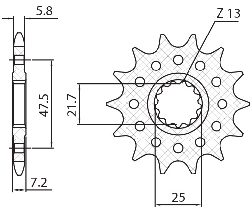 Приводная звезда KAWASAKI ZX-6R/RR '07-17, YAMAHA XTZ 750 SUPER TENERE (3LD) '87-00 SUNSTAR SUN3A516 (JTF1536.16)
