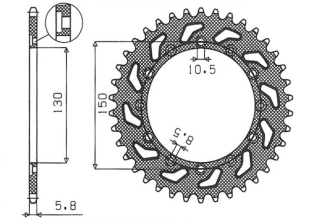 Приводная звезда HONDA NX 650 95-01, YAMAHA XJ 6 09-15, YAMAHA WR 250R '08-'10, APRILIA TUAREG RALLY 125 '90 SUNSTAR SUN1-3612-53 (JTR245/2.53)