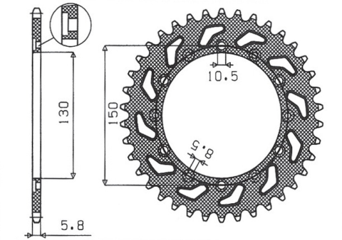 Приводная звезда HONDA NX 650 95-01, YAMAHA XJ 6 09-15, YAMAHA WR 250R '08-'10, APRILIA TUAREG RALLY 125 '90 SUNSTAR SUN1-3612-53 (JTR245/2.53)