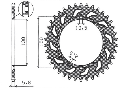 Приводная звезда HONDA NX 650 95-01, YAMAHA XJ 6 09-15, YAMAHA WR 250R '08-'10, APRILIA TUAREG RALLY 125 '90 SUNSTAR SUN1-3612-53 (JTR245/2.53)