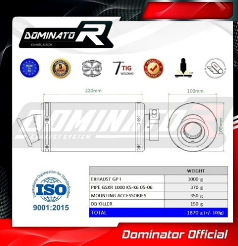 Прямоток Suzuki GSX-R 1000 2005 - 2006 DOMINATOR GP1