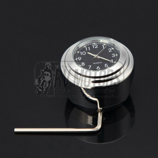 Годинник на кермо 22-25мм хром/чорний