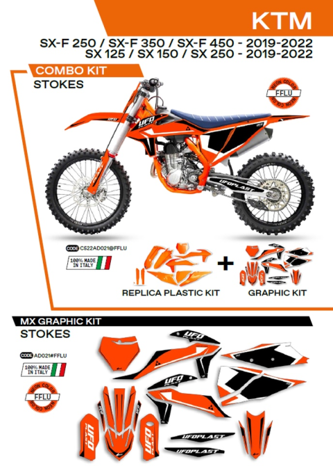Комплект пластика  KTM SX/SXF 125/150/250/350/450 '19-'22  UFO C522AD021FFLU